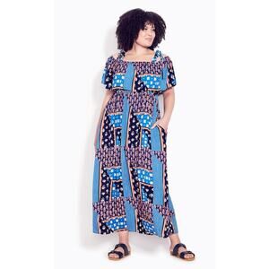Evans Maxi Dress 14 XL Patchwork Sundress Floral Patriotic Ruffle Cottagecore